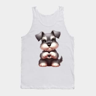 Valentine Miniature Schnauzer Dog Giving Heart Hand Sign Tank Top